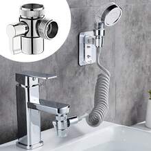 G1/2 Thread 3-Way Water Faucet Diverter Adapter, Includes 2 Silicone Washers, Quick Connect Water Diverter Switch, Suitable For Bidet Sprayer/Handheld Shower, Plated Universal Bathroom Sink Faucet Conversion Accessory - Silver - View 4