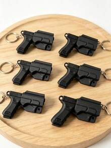 Abnehmbarer Mini-Schlüsselanhänger in Pistolenform, geeignet für Outdoor-Aktivitäten, kann als multifunktionaler Anhänger für Rucksäcke, Autos und andere Gegenstände verwendet werden, kreativ und neuartig, geeignet als Feiertags-/Geburtstagsgeschenk - Verschiedenfarbig - Übersicht 4