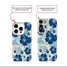 1 buah Casing Ponsel Bahan TPU Warna Putih Susu & Motif Hibiscus Biru Kompatibel dengan iPhone 17 Pro Max/17/16 Pro Max/15/13/12/11/ S20 FE/A15/S24/A55/ Note 11/Note 12/Note 13 Pro Perlindungan Penuh Tahan Guncangan Lembut - Putih - View 7