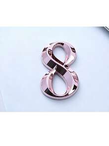 1個 3D 鏡面 ABS 樹脂數位門牌號碼標誌，輕奢玫瑰金幾何設計，自黏背膠，無需鑽孔，防曬防水，拉絲刻字，適用於公寓入口 - 門牌號 - 查看 8