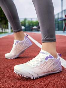 Tênis de Corrida em Malha Respirável, Ultra Leve, Amortecimento de Alta Elasticidade, Resistente ao Desgaste, Antiderrapante, Tênis Profissional de Treinamento e Fitness para Sprint, Corrida de Longa Distância, Salto em Altura, Salto em Distância, Tênis Casual Versátil para Mulheres ao Ar Livre - 5288 Branco Roxo - Visão 8