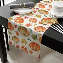 Fall Pumpkin Maple Leaf Table Runner Holiday Party Decor Washable Kitchen Dining Table Runner For Farmhouse, Coffee Tables,Wedding Party Banquet,Autumn Decorations - Multicolor - View 4
