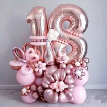 2pcs 32 Inch Gold Number 1 And 8 Aluminum Foil Balloons, Birthday Party Decoration Balloons, 18th Birthday Decoration, Coming Of Age, Celebrating 18th Birthday Decoration - View 4