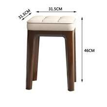 Home Use Stackable Stool, Dining Room Living Room Guest Soft Padded Square Stool, Space-Saving For Small Apartments - Camel - View 3