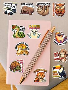 50 pièces Autocollants d'animaux du zoo à l'attitude impertinente, art pop américain de bande dessinée avec citations amusantes, décalcomanies idéales pour le journalisme, le scrapbooking, la bouteille d'eau, l'ordinateur portable DIY & les cadeaux de papeterie pour adolescents - 7*6*1 - Voir 5