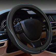 Premium Business Car Steering Wheel Cover, 38cm Fashionable Rhombus Embossed 3D Leather Steering Wheel Cover, All-Season Universal, With Inner Ring - Rhombus Lattice - View 7