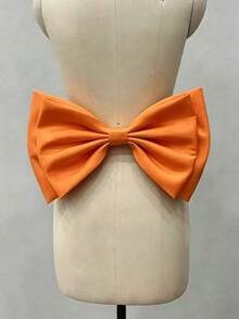 A Black Satin Back Large Double Bow Accessory Waist Decoration 37cm - Black - View 14