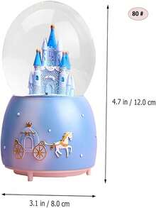 1pc Castle Crystal Ball Dreamy Snowing Music Box Glowing Christmas Gift For Boys And Girls Home Decor Ornament (Battery Not Included) - Blue - View 10