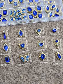Decoraciones de arte de uñas de 12 cuadrículas: Corazón, Diamante, Niña linda, Varita mágica, Mariposa, Octágono, Conjunto azul real – Decoraciones de uñas cuadradas para mujeres, Decoraciones de uñas de belleza, Arte de uñas DIY, Uñas largas y puntiagudas, Decoraciones de uñas de verano, Encantos de uñas - Multicolor - Ver 4