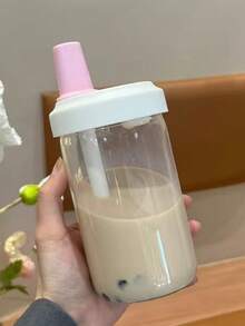 1pc Transparent Large Capacity Straw Cup, Heat-Resistant Portable Milk Tea Cup, PP Material, Suitable For Juice, Milk And Direct Drinking Water - Multicolor - View 7