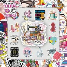 50pcs Vintage Painted Creative Sewing Enthusiast Cartoon Tailor Handmade Needlework Decor Skateboard Scrapbook Stickers - Sewing Enthusiasts - 2015 - View 1