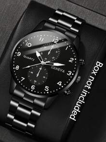 4/1pc Boys Fashion Business Casual Quartz Pointer Watch, Suitable For Boys To Wear, Comes With Fashion Bracelet, Pendant Necklace And Ring Set, Suitable For Boys Birthday/Holiday Gifts, Suitable For Students To Wear, Perfect For Back To School, Parties And Travel And Other Daily Life. Graduation Season, Valentine's Day, Perfect Gift For Boys (Box Not Included) - Multicolor - View 9