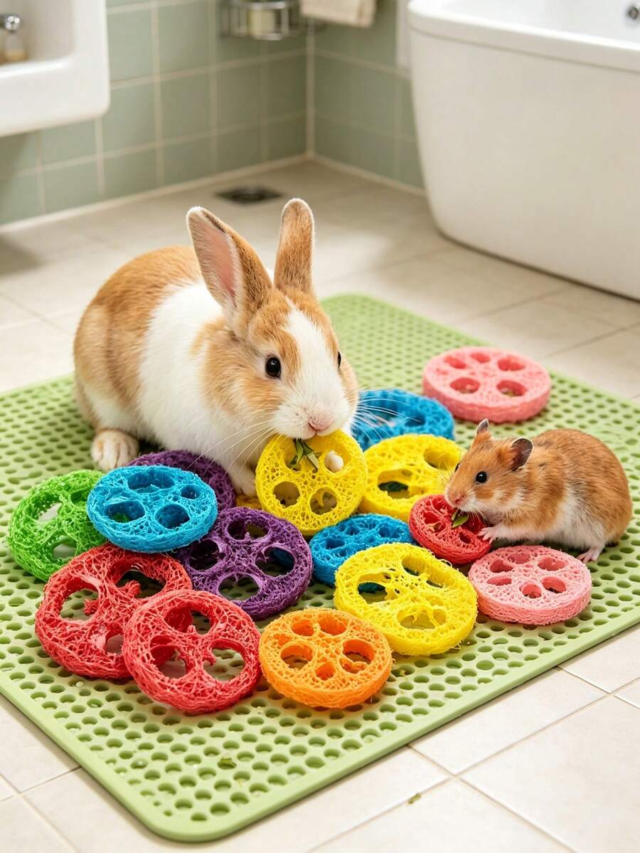 Happy Little Pet Rabbit Hamster Teeth Grinding Toy, Exquisite Luffa Crown Teeth Grinding Toy, Handmade Material Toy, Small Pet Toy, Birthday/Holiday Gift - View 1