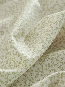 1pc Tablecloth With Scalloped Lace Trim, Polyester Fabric, Light Green Floral Pattern, Rectangular/Square Tablecloth, Suitable For Dining Room And Living Room Tabletop Decoration - Light Green - View 3
