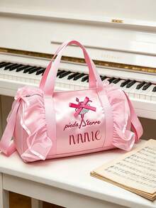 1pc Personalized Custom Cylindrical Ballet Girl Crossbody Bag, Zipper Closure Nylon Material, Adjustable Shoulder Strap, Can Be Carried By Hand, Suitable For Dance Class, Sports, Shopping, Outdoor Outings, Daily Use. Birthday Gift. - Multicolor - View 6