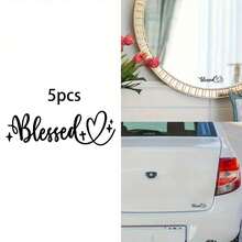 1/2/5pcs Cross And Heart Pattern Blessing Stickers, Suitable For Car Interior, Water Bottle, Cooler, Laptop, Phone Case, Tablet, Notebook - A - View 9