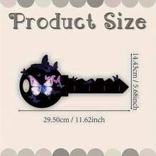 1pc 2D Flat Modern Style Purple Butterfly Pattern Wall-Mounted Key Rack - Natural Wood Key Organizer, 4 Hooks Suitable For Entryway, Bedroom, Office - Perfect Housewarming Gift, Handmade Appearance, Entryway Decor, Durable Wooden Wall Hooks, Great Gift Item - Multicolor - View 4