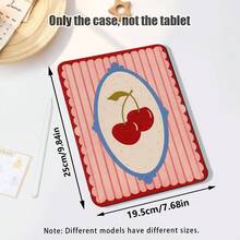 Pink Striped, Cherry And Other Pattern Painted Effect Tablet Protective Case, Built-In Pen Slot, With Stand, Suitable For Honor 8/9/10/X8/X8A/X9/X8Pro/X9Pro And Other Models, Compatible With Huawei MatePad Se 11 Inch/MatePad 11 Inch/11.5 Inch, MatePad Pro And Other Popular Models, Also Compatible With Xiaomi, Apple 10th/11th Generation 2025 (A16), Galaxy Tab A7/A9 And Other Popular Models - Style 12 - View 2