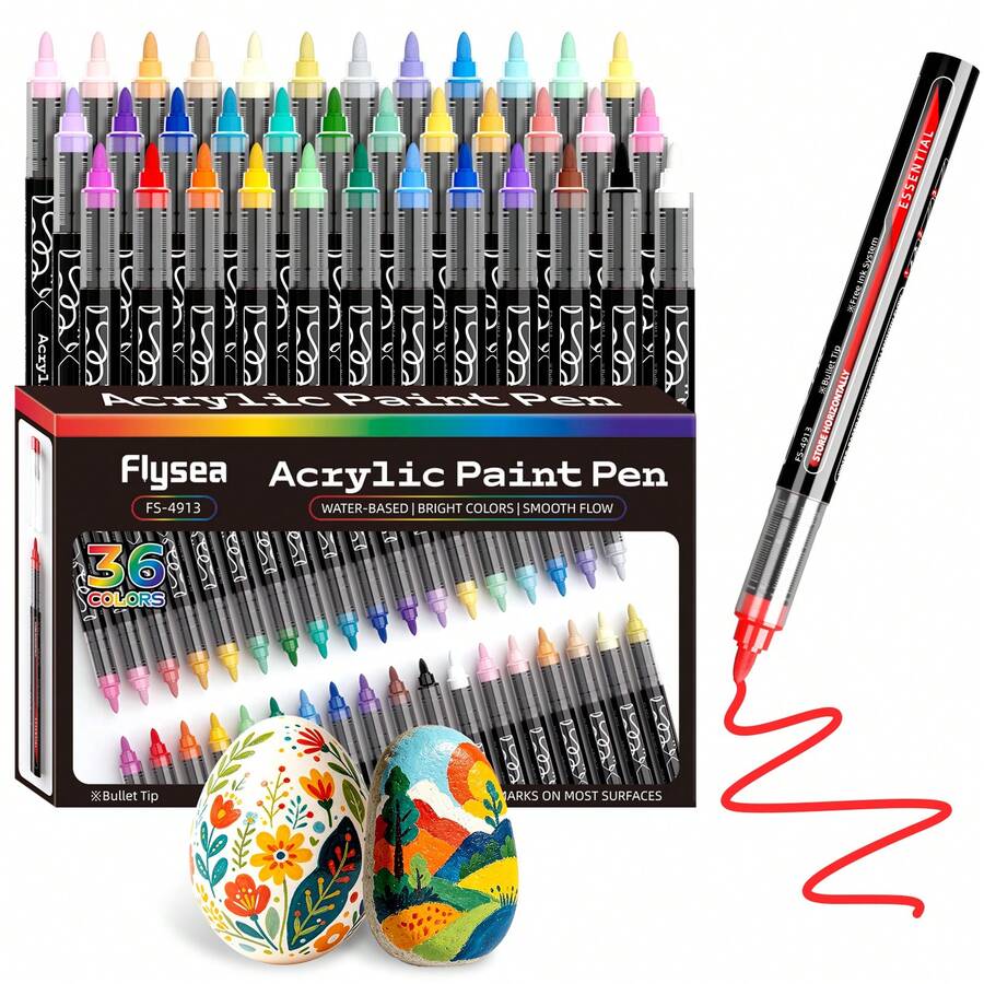36/24/12 Colors Acrylic Marker Pens With Hard Tips, Colorful Marker Set, Quick-Drying, Fade-Resistant, Suitable For Painting, Illustration, Handicrafts, Back To School Coloring Books And Other DIY Projects