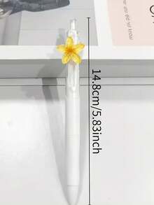 10支/5支/1支 花朵造型可愛可伸縮黑色凝膠筆 文具禮品 適合學生與辦公室使用 開學用品 - 彩色 - 查看 4