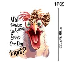 1/2/3pcs Funny Leopard Bow Chicken Iron-On Patch, Interesting English Slogan DIY Heat Transfer Sticker, Suitable For Clothing, T-Shirt Making, Pillow Decoration, Apparel Items And Applique - Multicolor - View 13