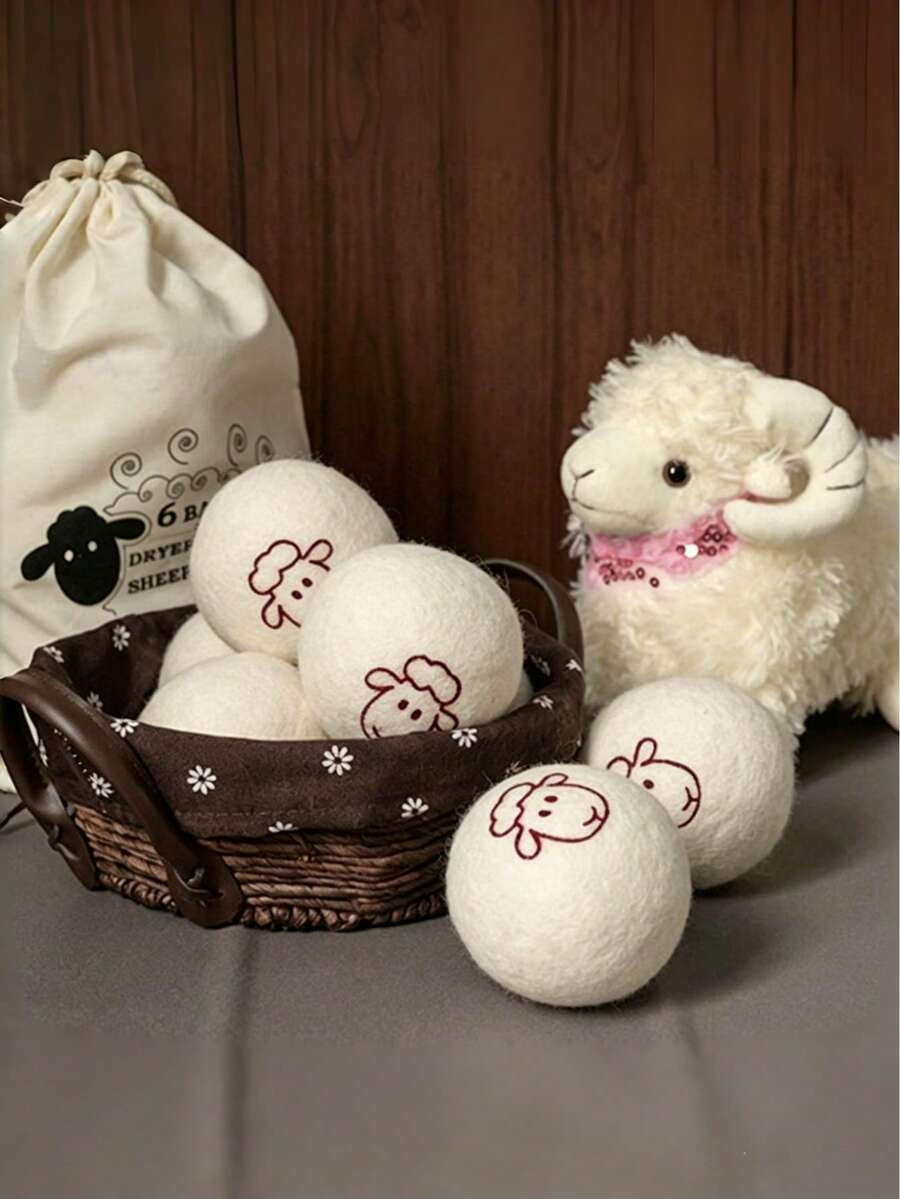 3/6pcs Natural Wool Dryer Balls, Reduce Static, Remove Wrinkles And Soften, Clothing Care, Sheep Pattern, Home Essentials - A - View 1