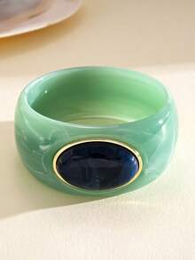 Brazalete de acrílico con degradado geométrico asimétrico de estilo europeo y americano, pulsera elegante y fresca para ir al trabajo, joyería de mano de nicho de alta gama - Multicolor - Ver 9