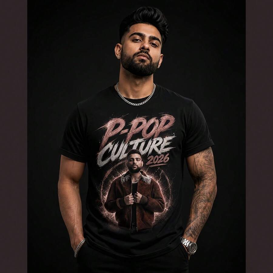 P-POP2 Culture 2026 Tee Retro2 Portrait Music Graphic Shirt - 黑色 - 查看 1