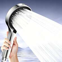 مجموعة رأس دش فاخرة قابلة للفصل - دش يدوي ب- 6 وظائف بضغط عالي مع فوهات مضادة للانسداد، خرطوم وحامل ذاتي اللصق، سهل التركيب - رأس الدش - مشاهدة 6