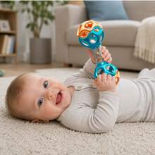 Baby Double-Head Barbell Teether Rattle, Easy-Grip Sensory Toy, Random Color, Early Development Toy, Birthday Back-To-School And Holiday Gift - Multicolor - View 11