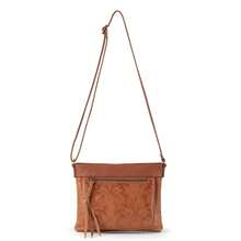 The Sak Women's Sanibel Leather Crossbody Floral Emboss - 棕色 - 查看 1