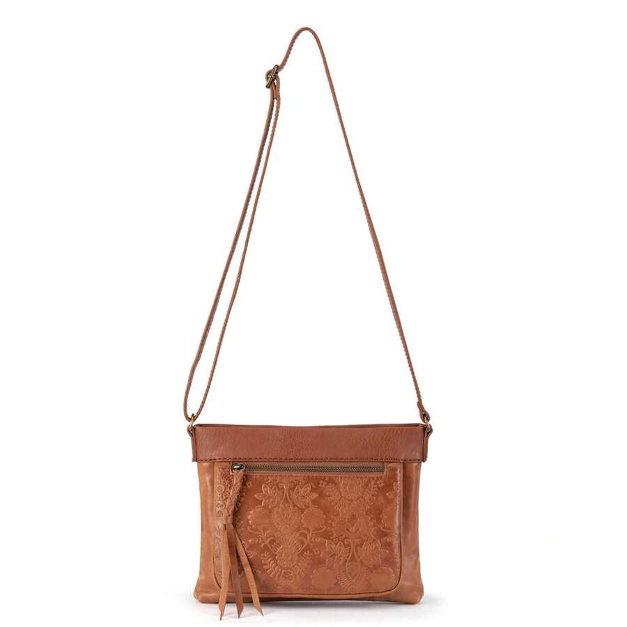 The Sak Women's Sanibel Leather Crossbody Floral Emboss - 棕色 - 查看 1
