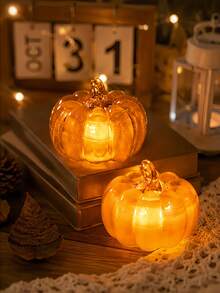 Autumn Pumpkin Lantern, Thanksgiving Pumpkin Decor With Light, LED Autumn Light Autumn Home Decor Thanksgiving Night Light, Suitable For Autumn Harvest, Halloween, Thanksgiving, Indoor Home Decor, Tabletop Centerpiece Decoration - Warm Color - View 5