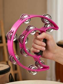 Luxury Double-Layer Bell Handheld Tambourine, Lightweight Percussion Instrument For Singers, Suitable For Stage Performance, Singing, Dance Rhythm Training, Musical Instrument Party Supplies, Father's Gift, Graduation Season, Back To School Season New Semester Gift - Multicolor - View 16