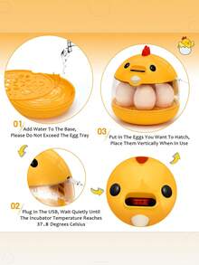 5-Egg Capacity Home Incubator With Egg Candler, Suitable For Chicken, Duck, Quail, Goose Eggs, Transparent Window, Humidity Control, Automatic Temperature Control, Manual Egg Turning, Bird Mom - Yellow - View 4