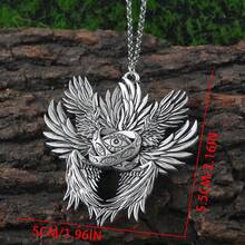 Vintage Distressed Six-Winged All-Seeing Eye Pendant Necklace, Mysterious Symbol Titanium Steel Clavicle Chain, Niche Dark Accessory - Antique Silver - View 5