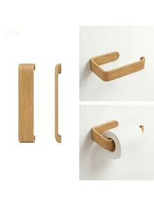 1pc Wooden Bathroom Towel Rack, Wall-Mounted Towel Rack, No Drilling Required, Suitable For Bathroom And Kitchen, Modern Style Wall-Mounted Towel Rack, Easy To Install - Multifunctional Rack - View 8