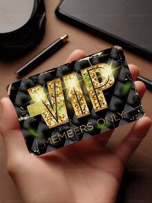 1pc VIP Member Credit Card Sticker Privacy Protection Card Skin, Gold Party Birthday Gift PVC Material Anti-Fingerprint Anti-Scratch Wear-Resistant Card Sleeve, Suitable For Men, Women, Couples, Small Chip Card, Bank Card Decoration Sticker, Credit Card, Transit Card, Student Campus Card Personalized DIY - Type a - View 1