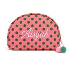 (Embroidered Custom) 1PC New Striped Shell Toiletry Bag, Fresh Macaron Color Palette, With Zipper And Personalized Custom Makeup Bag, Portable Toiletry Storage Bag For Travel, Random Color Pom Pom Design, Cute Gift For Family, Friends, Birthday, Holiday Essential - Multicolor - View 8