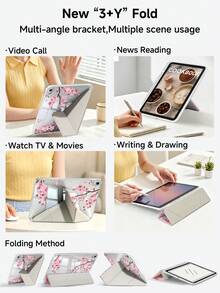 Pink Cherry Tree Protective Case Compatible With IPad Air 8(M4)2026(11-Inch), Air 4/5 10.9 Inch, 7/8/9th 10.2 Inch, Built-In Pencil Slot Compatible With Samsung Tab S6 10.4 Inch, Compatible With Kindle 11th Gen(2022/2024), Kindle Clara 2E, Clara Colour, Clara BW (6-Inch) And Libra Colour (7-Inch),Cute Girly And Stylish Design, Birthday And Holidays. - Multicolor - View 6
