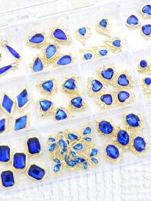 Decoraciones de arte de uñas de 12 cuadrículas: Corazón, Diamante, Niña linda, Varita mágica, Mariposa, Octágono, Conjunto azul real – Decoraciones de uñas cuadradas para mujeres, Decoraciones de uñas de belleza, Arte de uñas DIY, Uñas largas y puntiagudas, Decoraciones de uñas de verano, Encantos de uñas - Multicolor - Ver 3