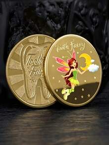 1pc Tooth Fairy Theme 3D Embossed Gold Plated Commemorative Coin, Suitable For Tooth Loss, Birthday, Holiday Gift, Perfect For Christmas Party, Room Decor, Home Decor, Christmas Small Gift, Classroom - Multicolor - View 9
