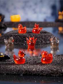 1/5/10/20/50/100pcs Glowing Mini Demon Duck Home Decor Miniature Satan Devil Duck Halloween Decoration Fairy Garden Accessories Desktop Ornament Micro Landscape DIY Handmade Car Home Night Light Decoration Gift - Multicolor - View 1
