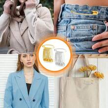 5/10/15Pcs Large Golden Safety Pins With Sparkling Rhinestone Embellishments – Elegant Curved Design For Securing Clothing And Accessories, Pins For Clothes - Multicolor - View 4