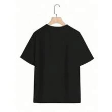Camiseta de algodón puro de talla europea con diseño de espíritu de equipo de fútbol - Negro - Ver 2