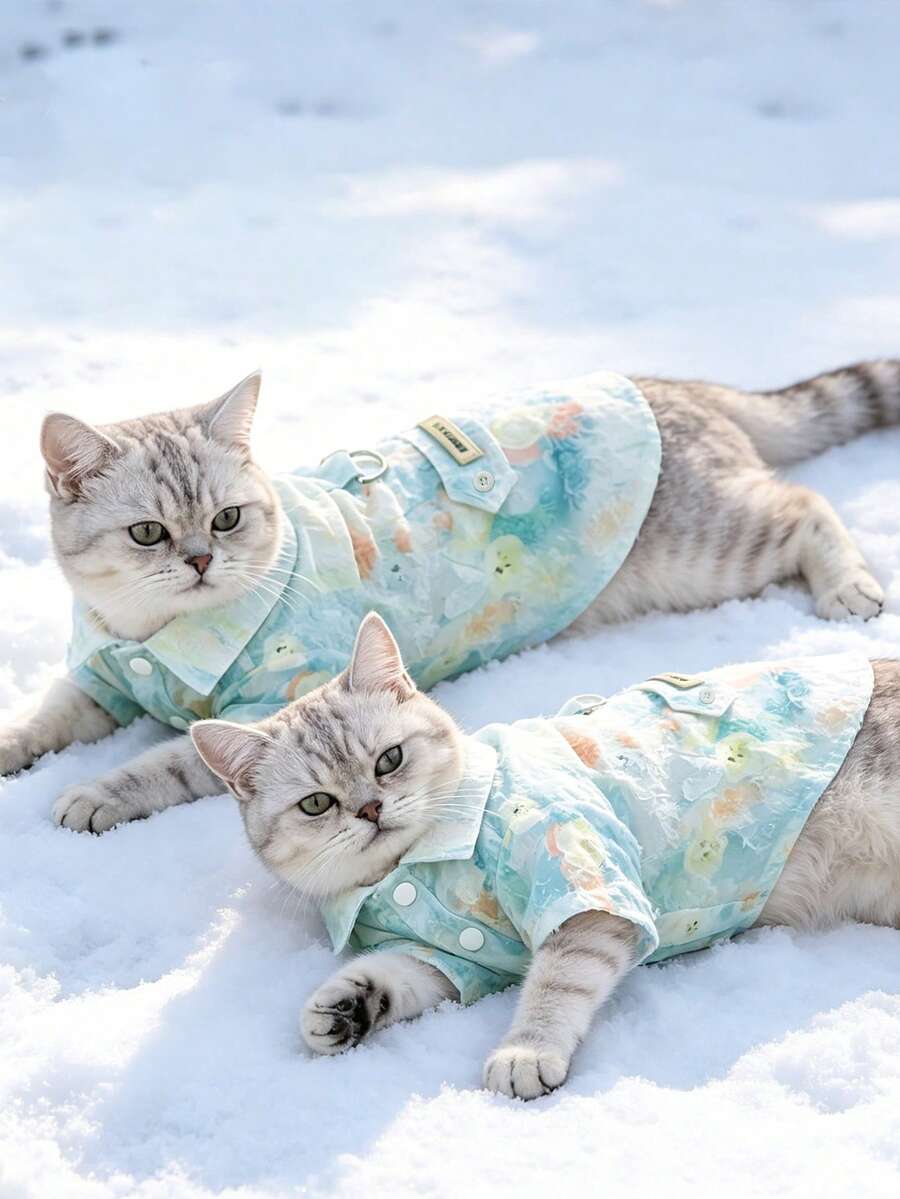 YOKLUN Mint Green Pet Shirt With Leash Attachment, Anti-Escape Outdoor Walking And Indoor Wear For Cats And Dogs, Cute And Charming - Green - View 1
