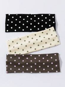 Juego de 3 pañuelos para mujer con estampado de lunares, diademas suaves y antideslizantes, accesorios para el cabello elásticos para yoga y deportes, versátiles para uso diario y diversas ocasiones, diademas para otoño e invierno, atuendos de vacaciones, elegantes pañuelos para mujer, atuendos de verano - Multicolor - Ver 5