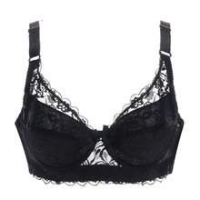 Ropa interior fina de copa completa para mujer, sujetador pequeño de talla grande, encaje ajustable inalámbrico, cubierta para el pecho, copa B C D, sujetadores de encaje de talla grande - Gris Oscuro - Ver 6