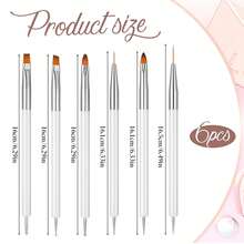 6Pcs Nail Dotting Tool Nail Art Tools Nails Brushes Gel Dotting Tools Small Paint Brush For Nails Double-Ended Gel Polish Liner Brush Kit Small Detail Brushes For DIY Manicure White - 白色 - 查看 2