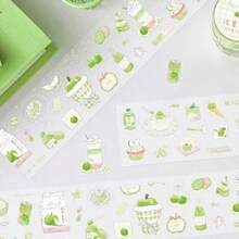Roll Stickers Fresh Style Light Summer Green Apple Misty Island Berry Series Planner Stickers, Journal Decoration Base Collage Material Background Graffiti Stickers - Multicolor - View 5
